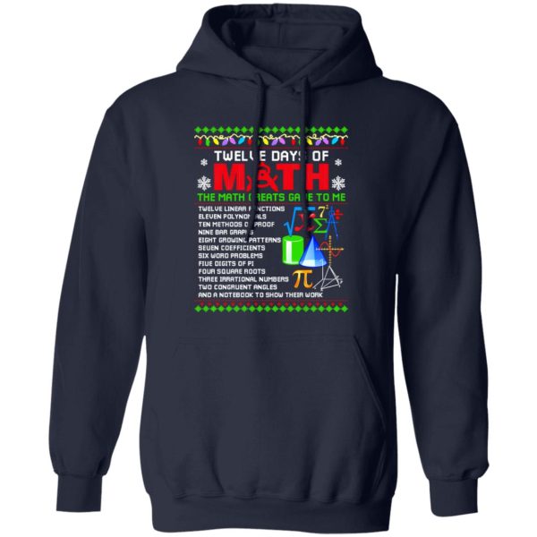 Twelve Days Of Math The Math Greats Gave To Me Ugly Christmas for Math Lover Shirt