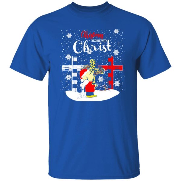 Christmas Begins With Christ Snoopy And Charlie Brown Shirt