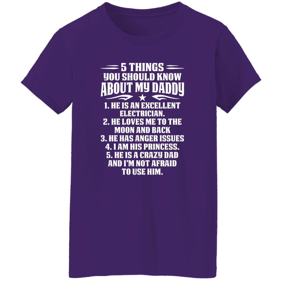 1054-10065-107351727 5 Things You Should Know About My Daddy He Is An Excellent Electrician He Loves Me To The Moon Shirt