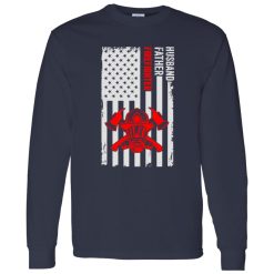 American Flag Helmet Gas Respirator Mask Axes Shirt Husband Father Firefighter Shirt