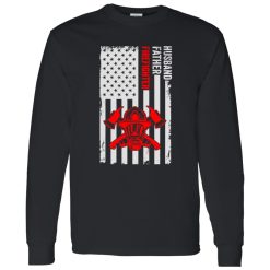 American Flag Helmet Gas Respirator Mask Axes Shirt Husband Father Firefighter Shirt