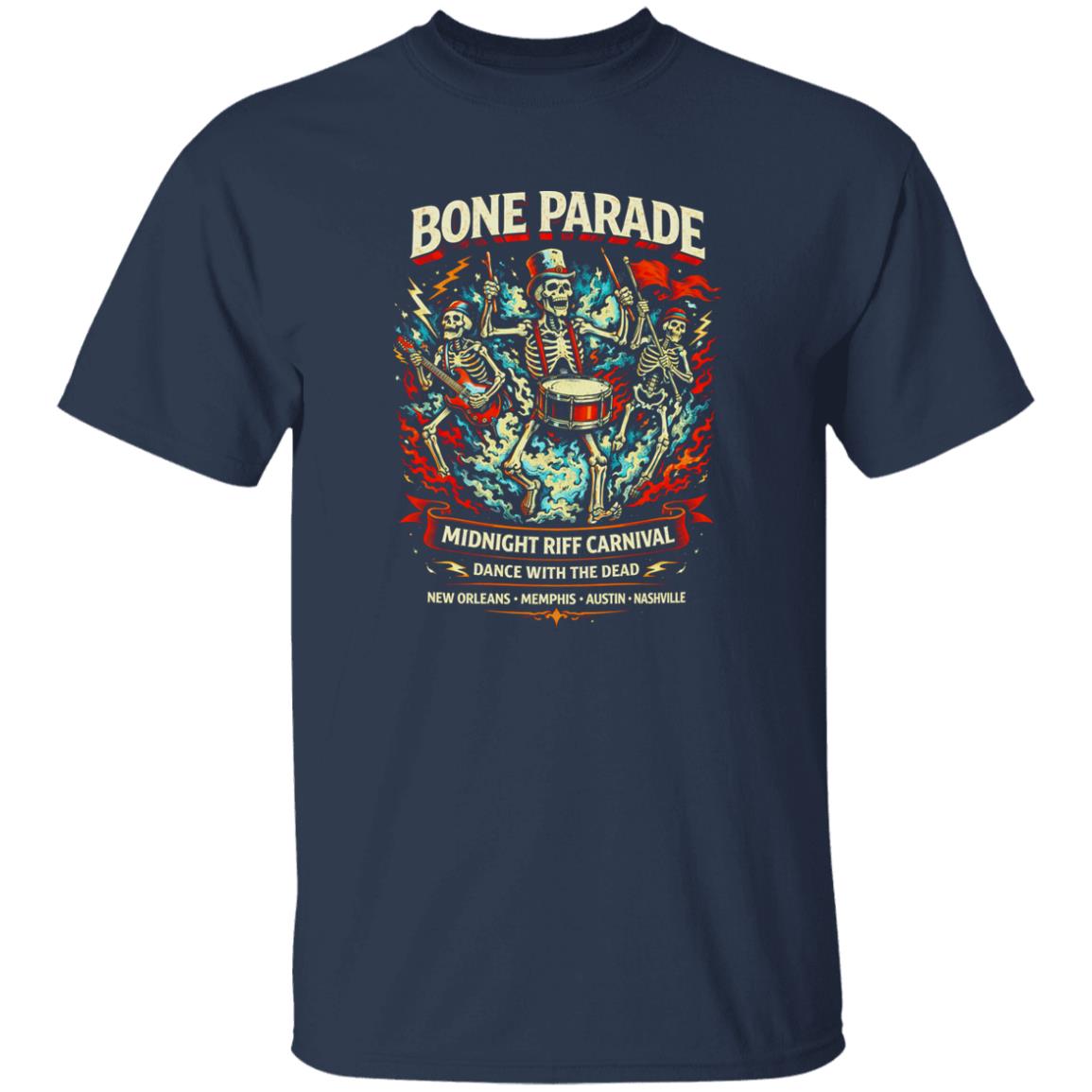 1049-9966-108594722 Bone Parade Skeleton Rock Carnival Shirt