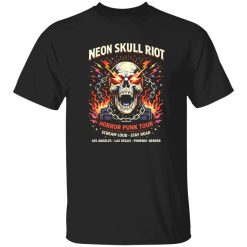 Neon Skull Riot Horror Punk Tour Shirt