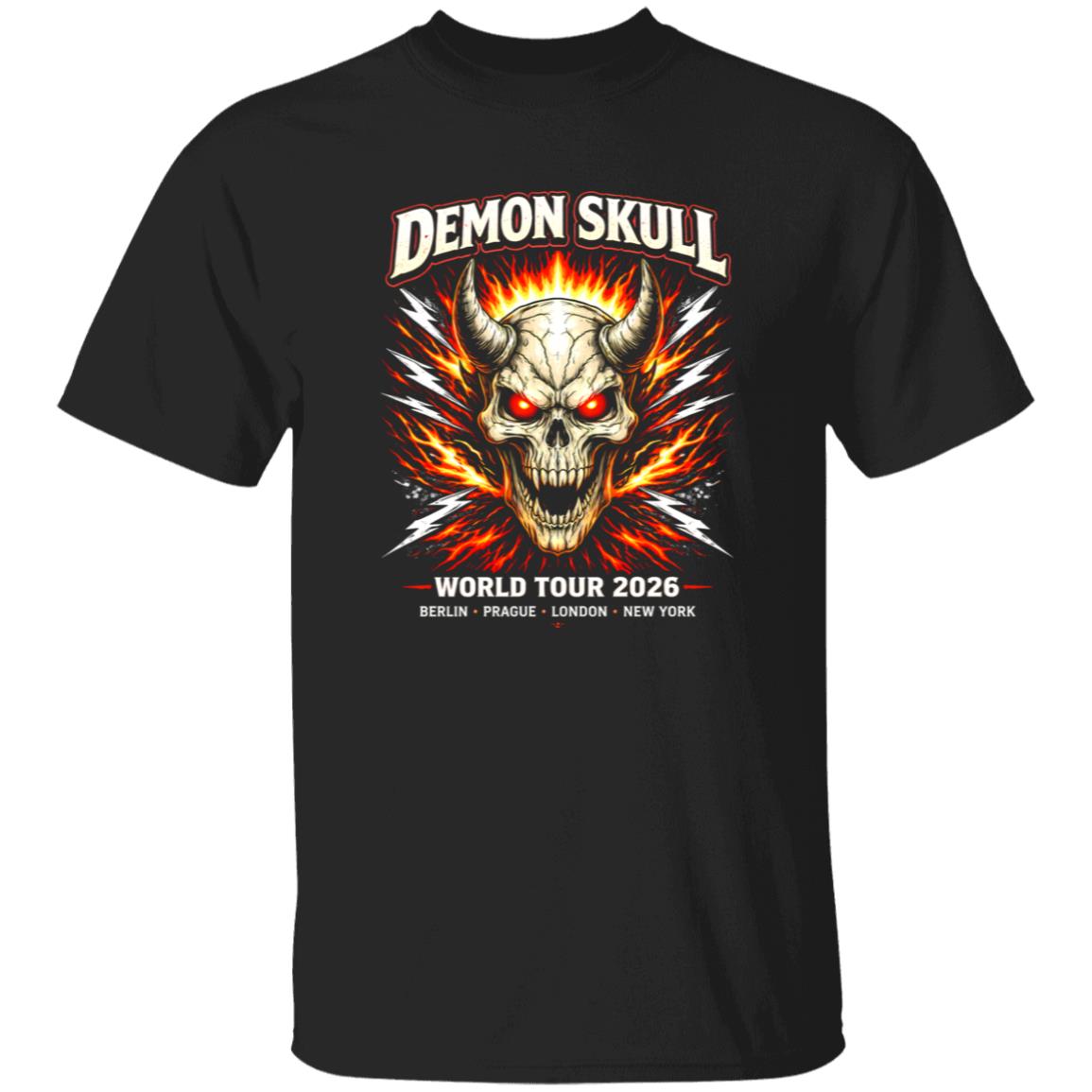 1049-9953-108618269 Demon Skull Lightning Arena Rock Shirt