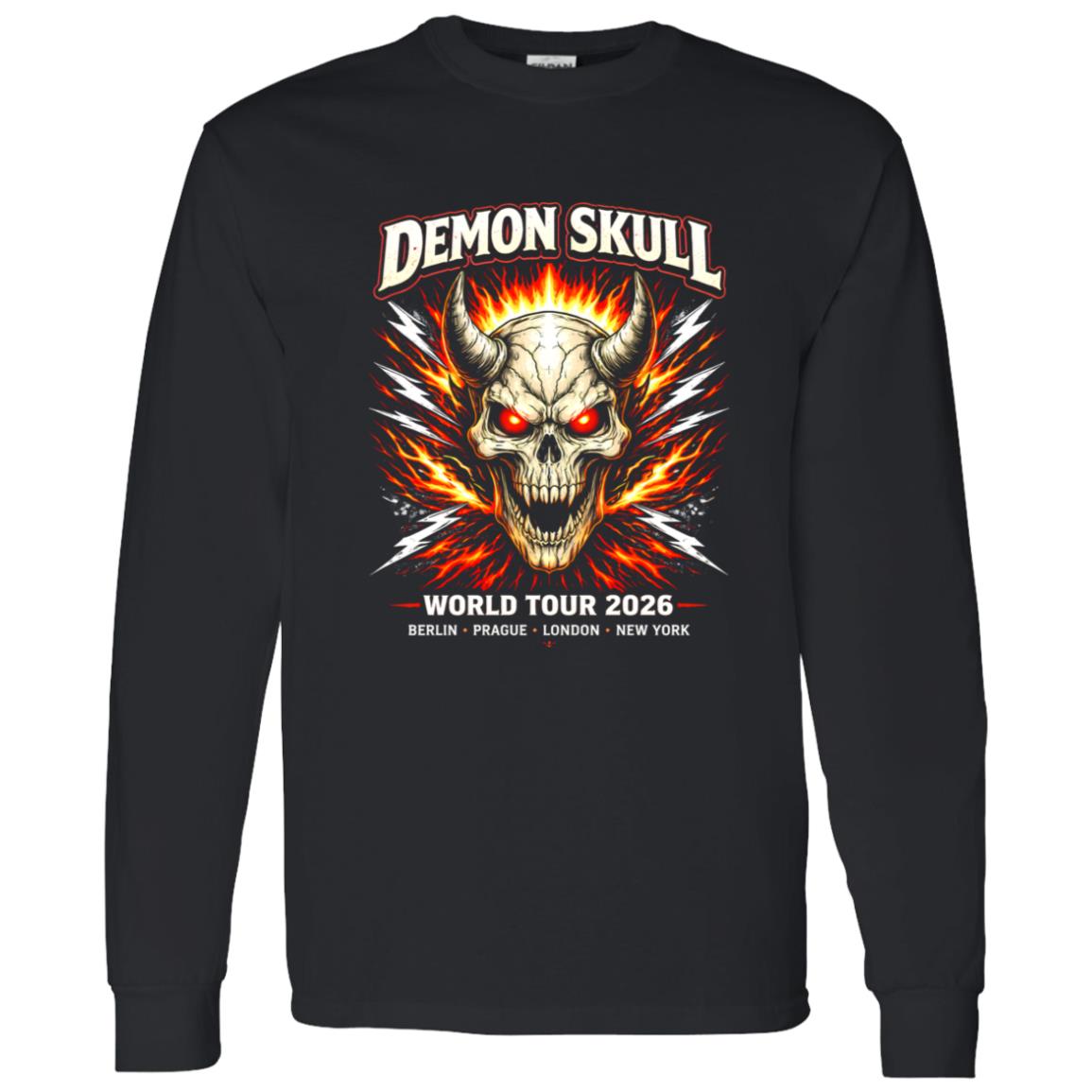 1062-10145-108618271 Demon Skull Lightning Arena Rock Shirt