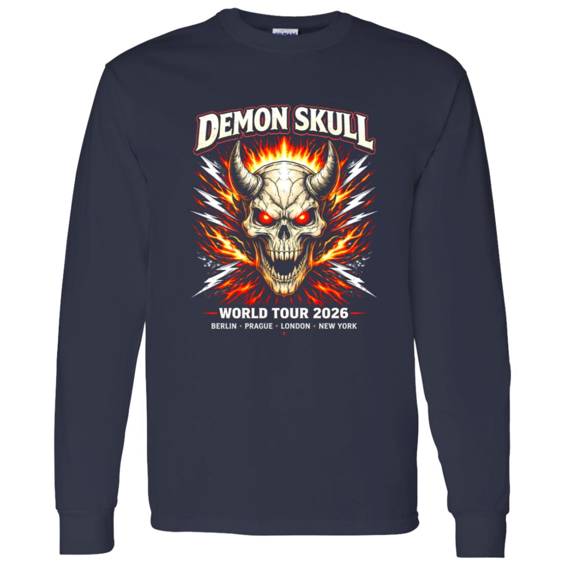 1062-10156-108618271 Demon Skull Lightning Arena Rock Shirt