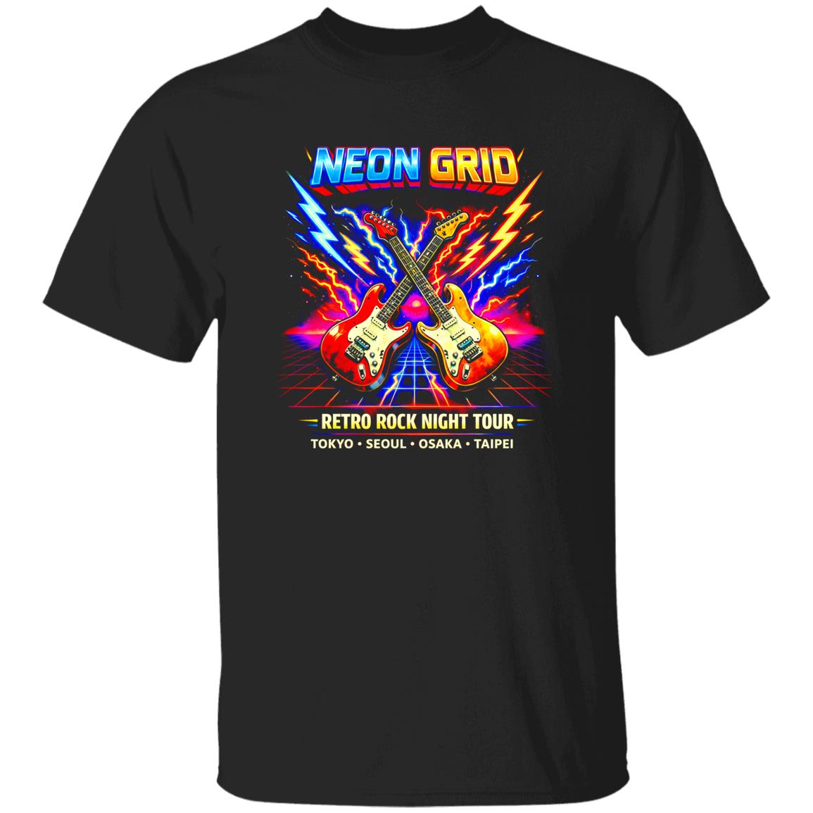 1049-9953-108618440 Neon Grid Arcade Rock Band Tee Shirt
