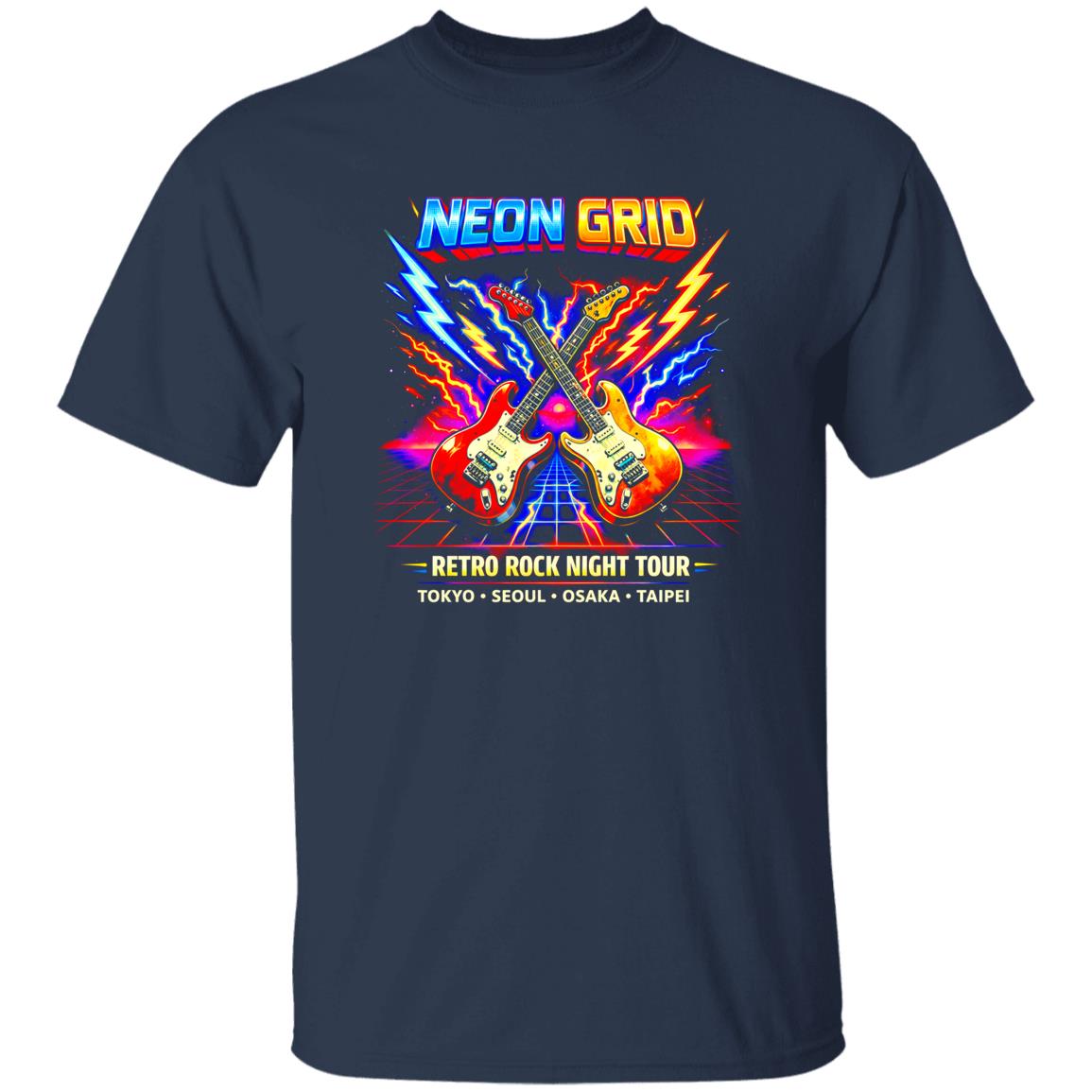 1049-9966-108618440 Neon Grid Arcade Rock Band Tee Shirt