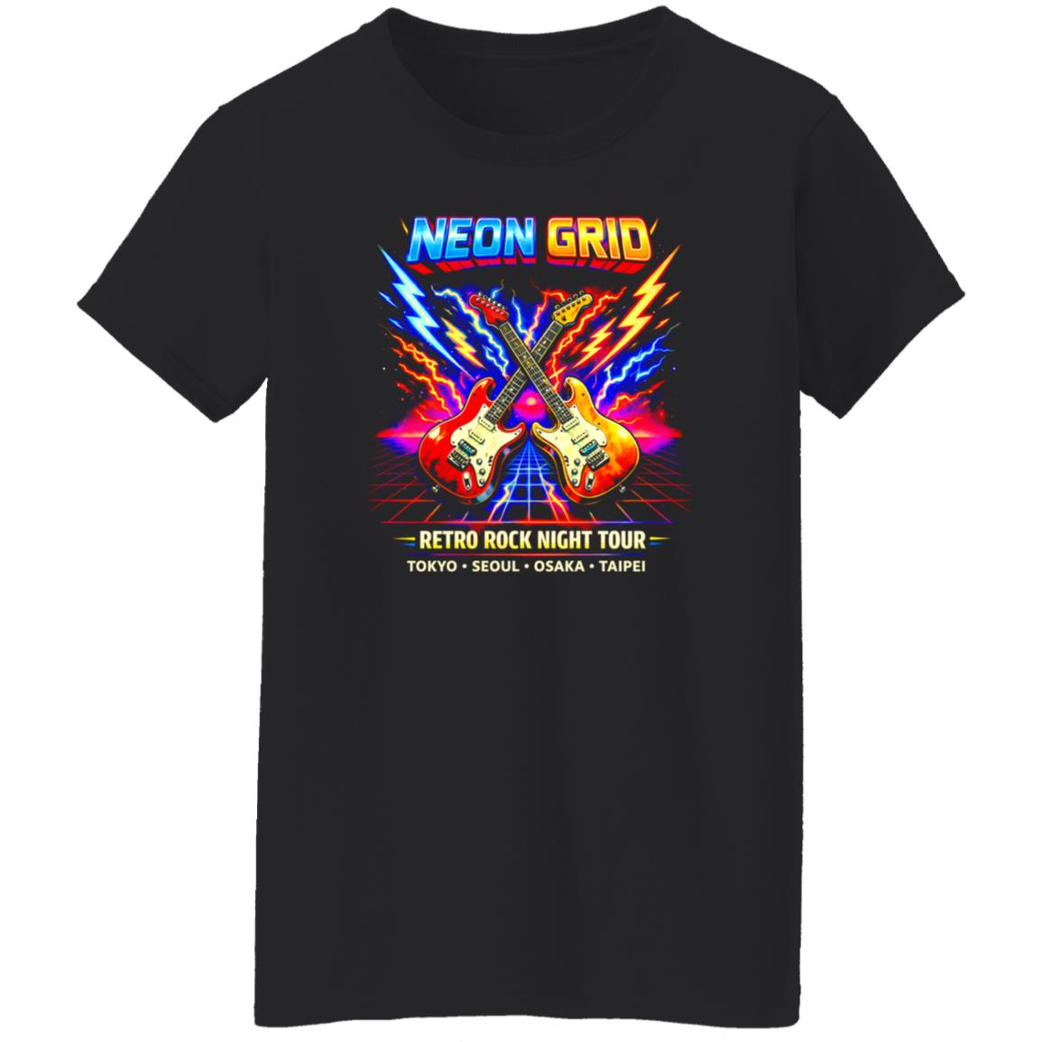 1054-10039-108618441 Neon Grid Arcade Rock Band Tee Shirt