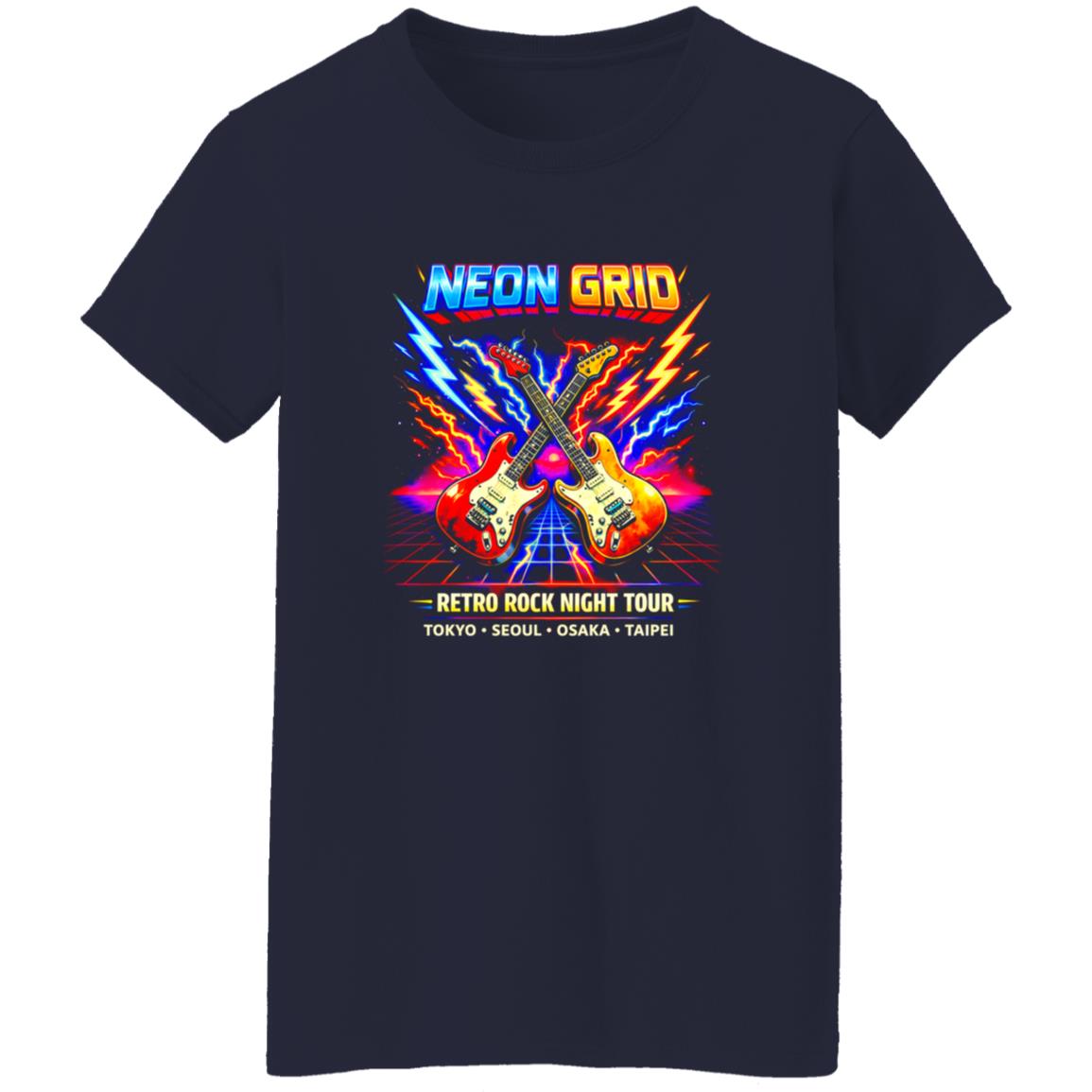 1054-10063-108618441 Neon Grid Arcade Rock Band Tee Shirt