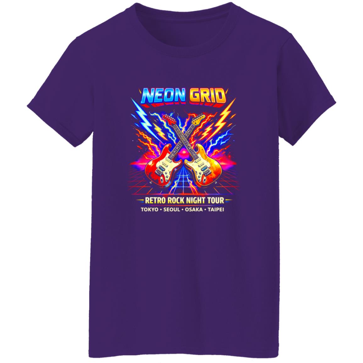 1054-10065-108618441 Neon Grid Arcade Rock Band Tee Shirt