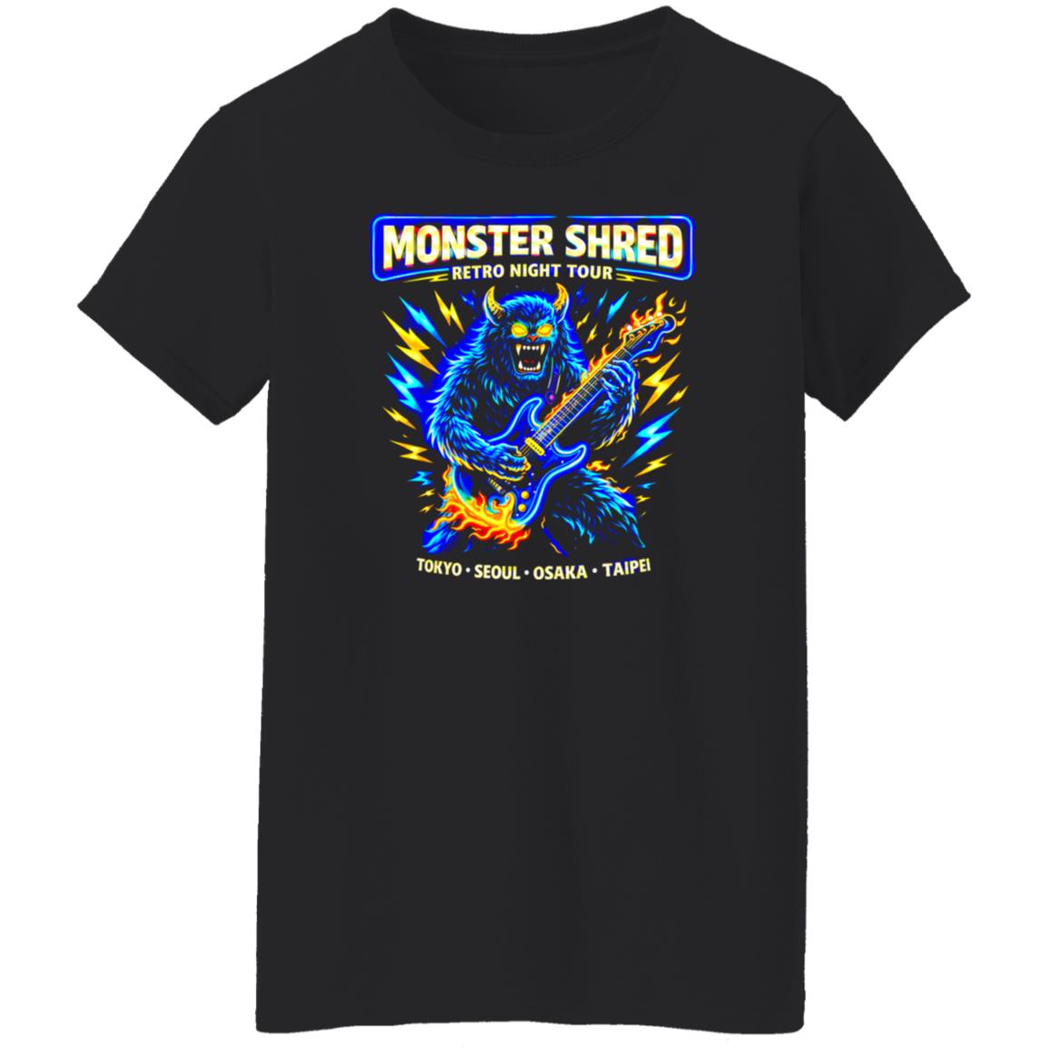 1054-10039-108618424 Monster Shred Neon Rock Tee Shirt That Signals Real Rock Identity