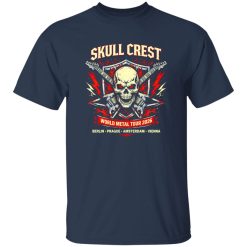Skull Crest Lightning Metal Band Shirt With Strong Print Longevity