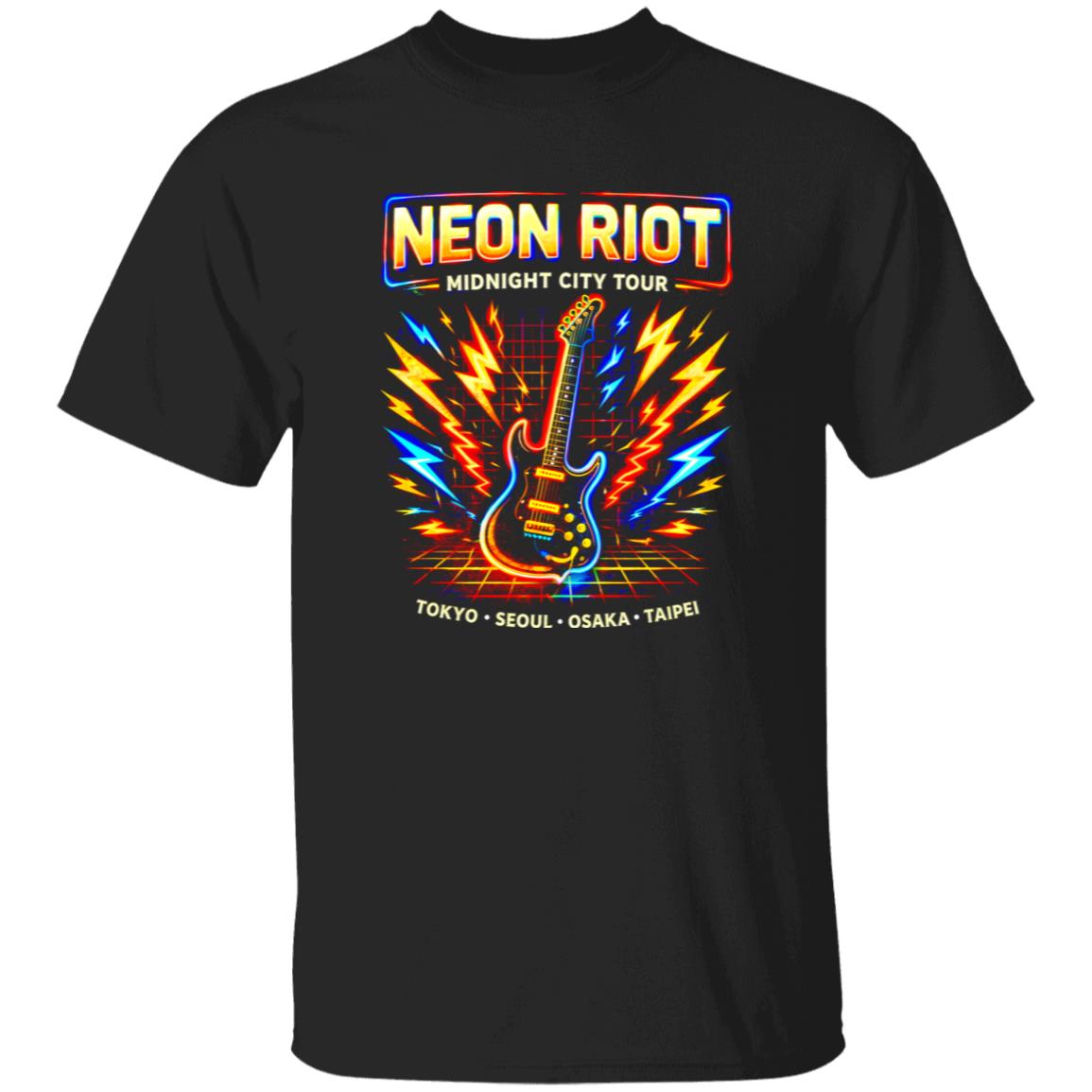 1049-9953-108618496 Neon Riot Synth Rock Band Tee Shirt