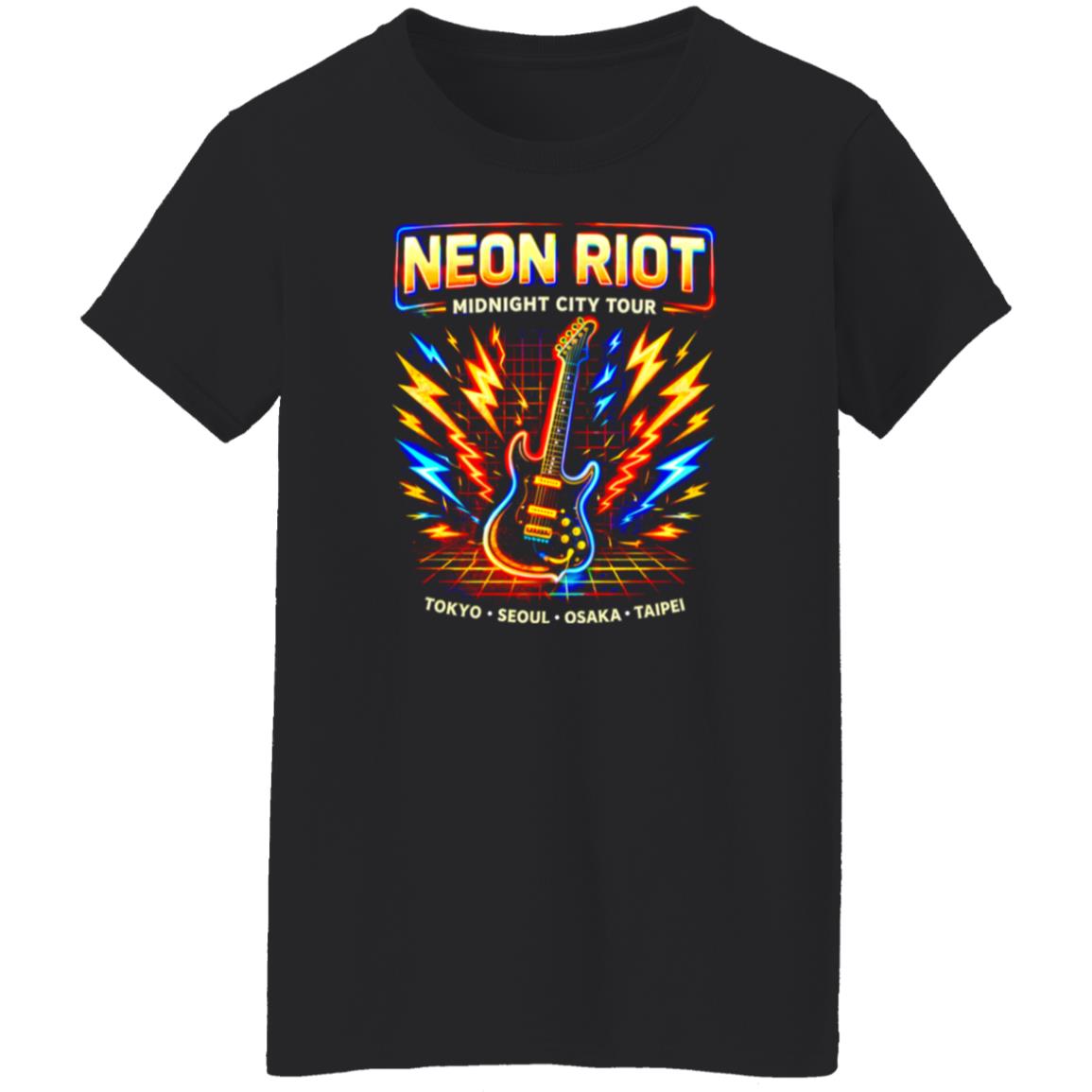 1054-10039-108618497 Neon Riot Synth Rock Band Tee Shirt
