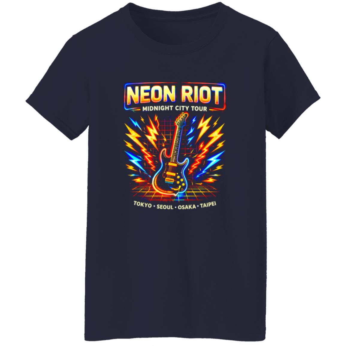1054-10063-108618497 Neon Riot Synth Rock Band Tee Shirt