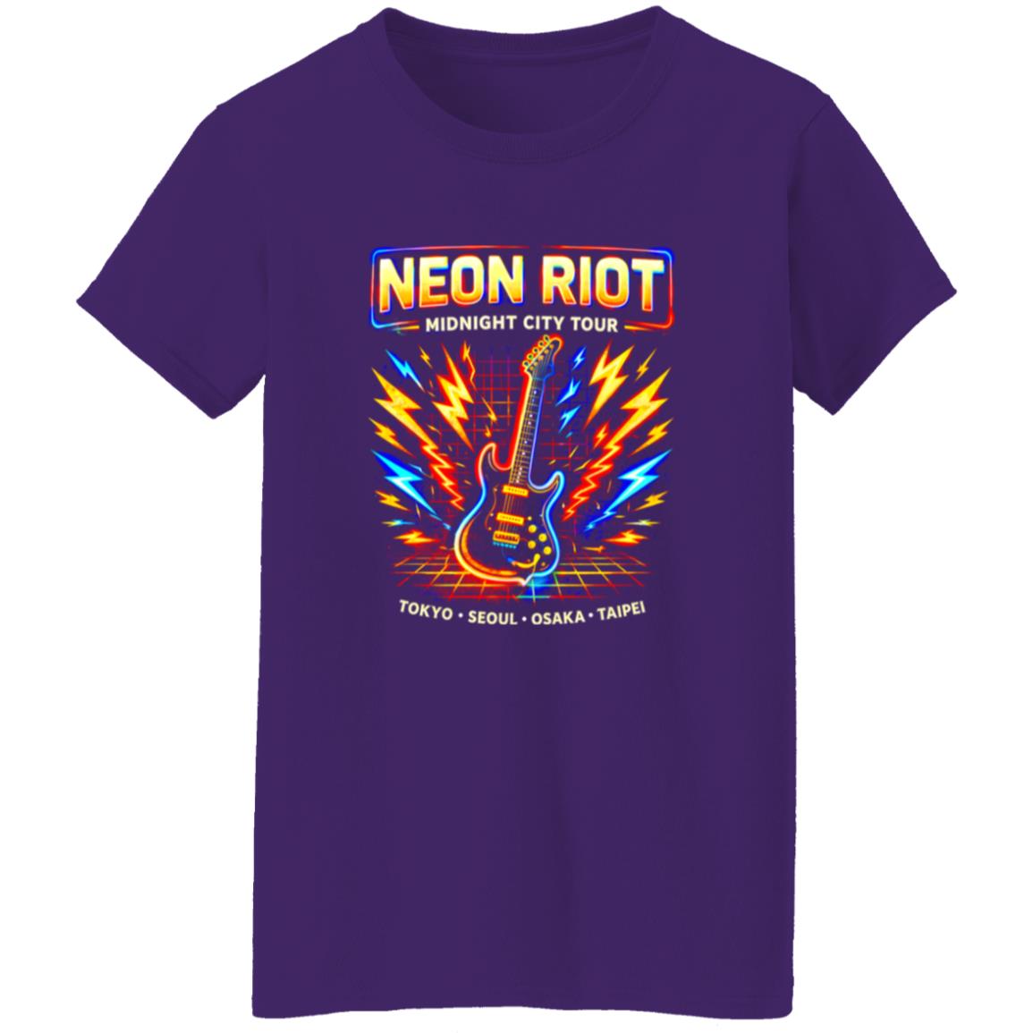 1054-10065-108618497 Neon Riot Synth Rock Band Tee Shirt