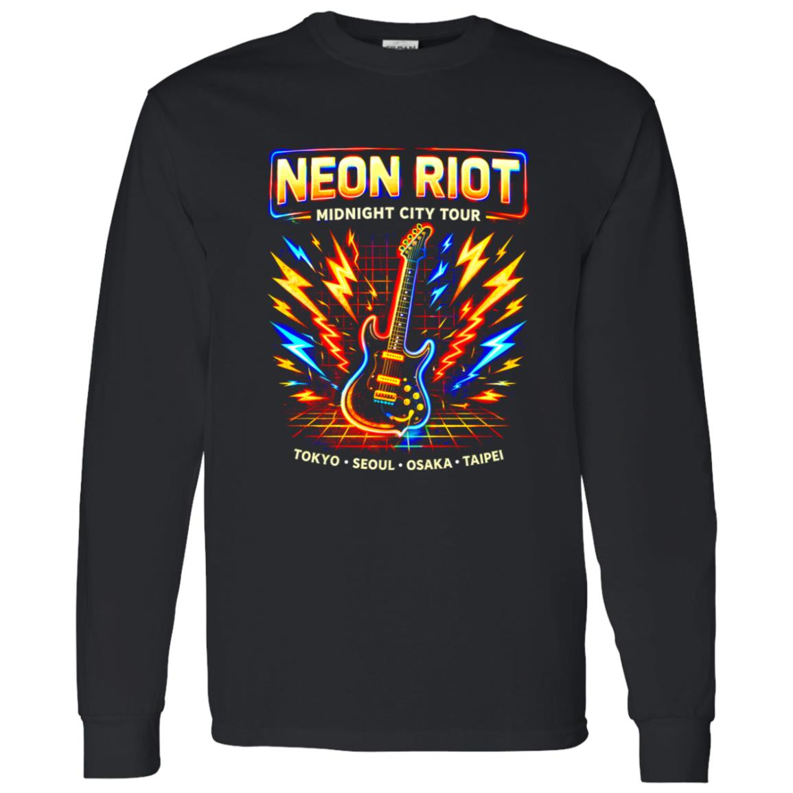 1062-10145-108618498 Neon Riot Synth Rock Band Tee Shirt