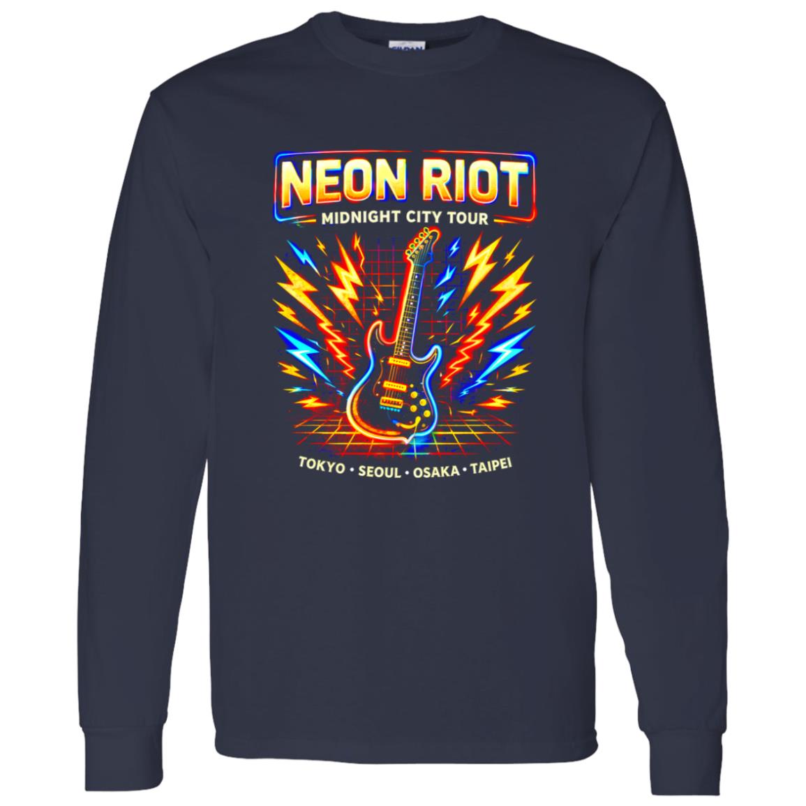 1062-10156-108618498 Neon Riot Synth Rock Band Tee Shirt