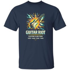 Neon Guitar Riot Rock Shirt With Bold Electric Energy