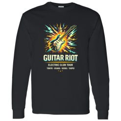 Neon Guitar Riot Rock Shirt With Bold Electric Energy