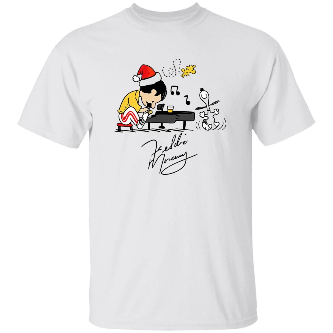 1049-9974-108628755 Charlie As Freddie Mercury Playing Piano And Snoopy Woodstock Shirt