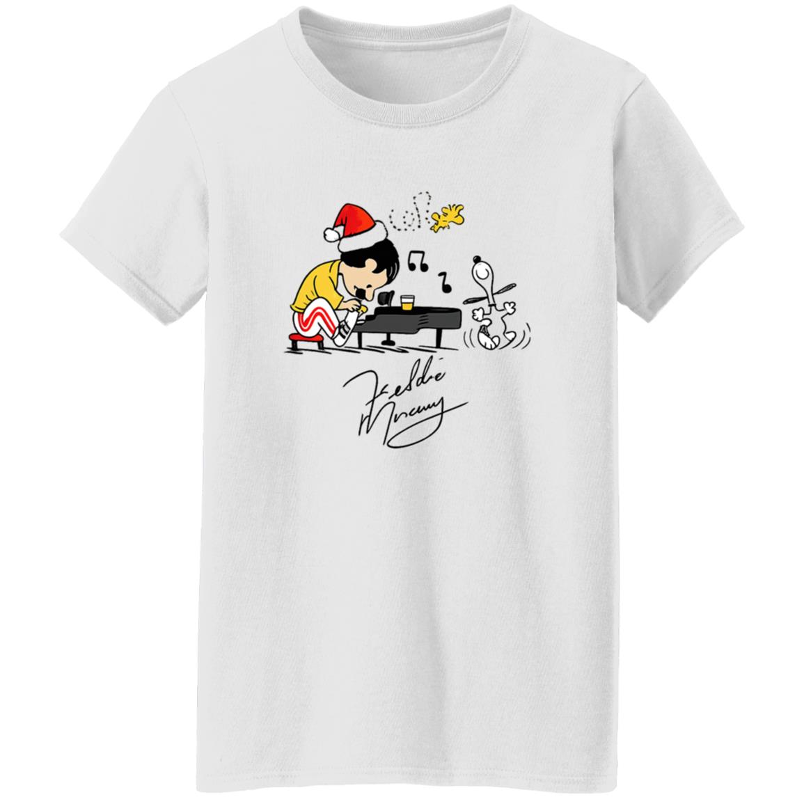 1054-10069-108628756 Charlie As Freddie Mercury Playing Piano And Snoopy Woodstock Shirt