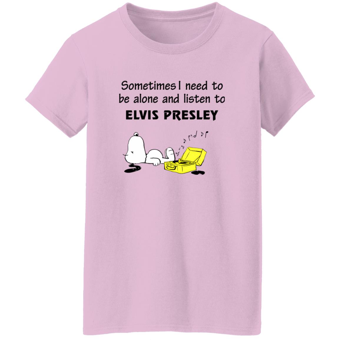1054-10059-108628769 Snoopy Sometimes I Need To Be Alone And Listen To Elvis Presley Shirt