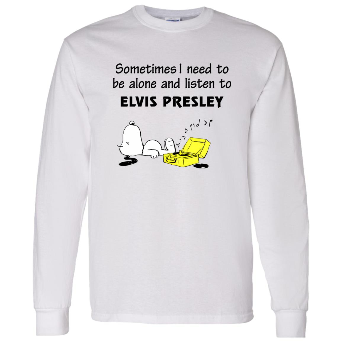 1062-10160-108628770 Snoopy Sometimes I Need To Be Alone And Listen To Elvis Presley Shirt