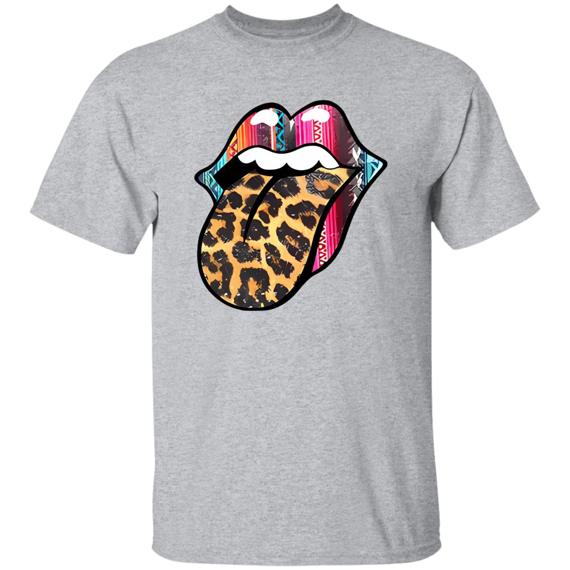 1049-9972-108630346 Rock N Roll Lips With Leopard Tongue for Music Lover Shirt