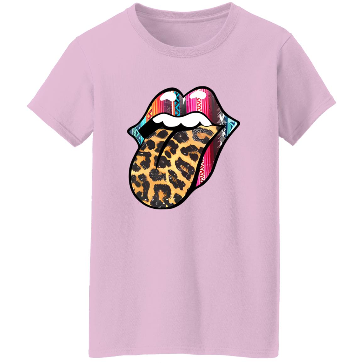 1054-10059-108630347 Rock N Roll Lips With Leopard Tongue for Music Lover Shirt