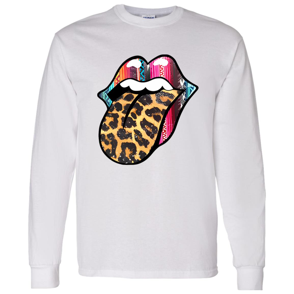 1062-10160-108630348 Rock N Roll Lips With Leopard Tongue for Music Lover Shirt