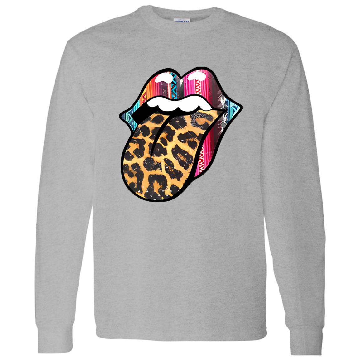 1062-10149-108630348 Rock N Roll Lips With Leopard Tongue for Music Lover Shirt