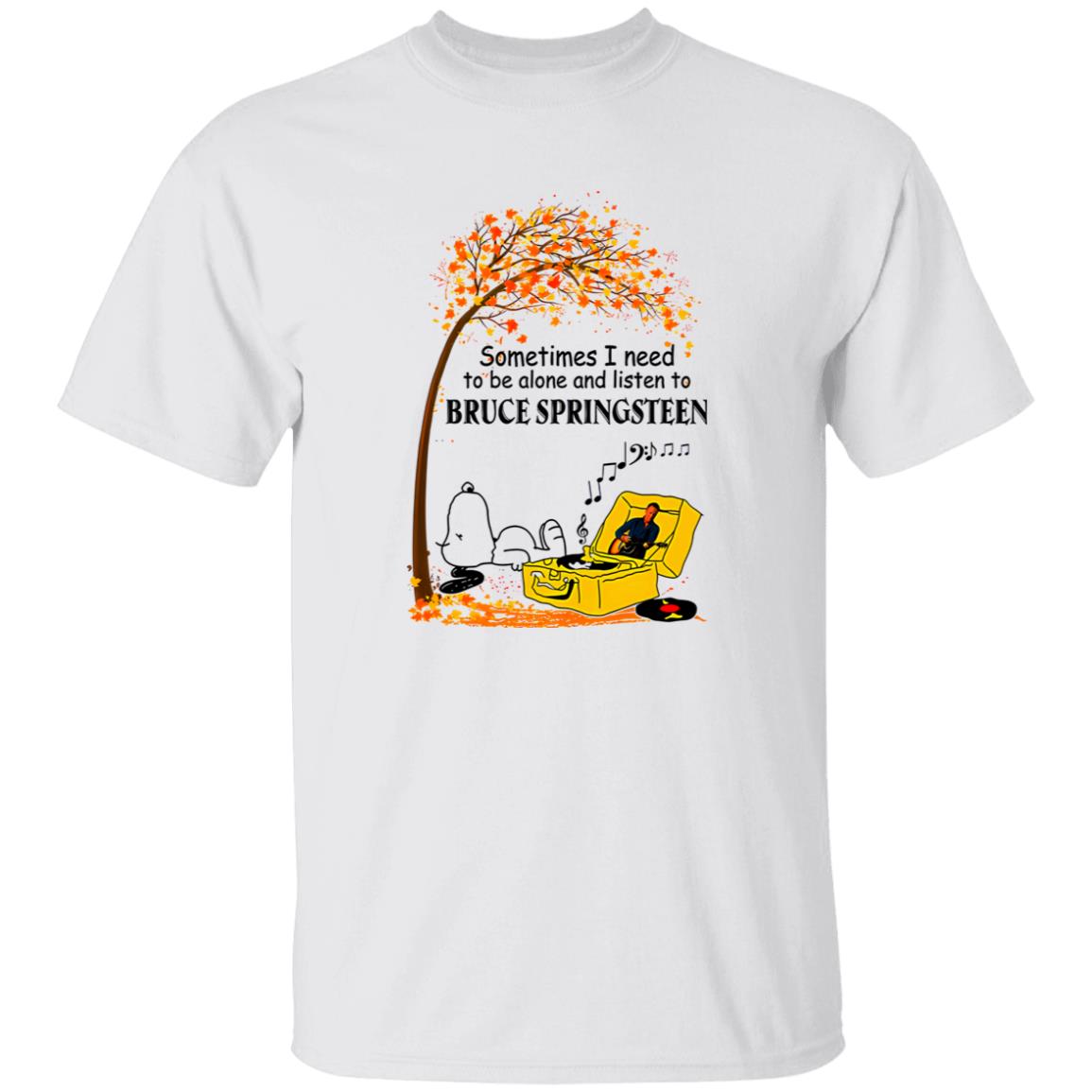 1049-9974-108630259 Snoopy Fall Sometimes I Need To Be Alone And Listen To Bruce Springsteen Shirt