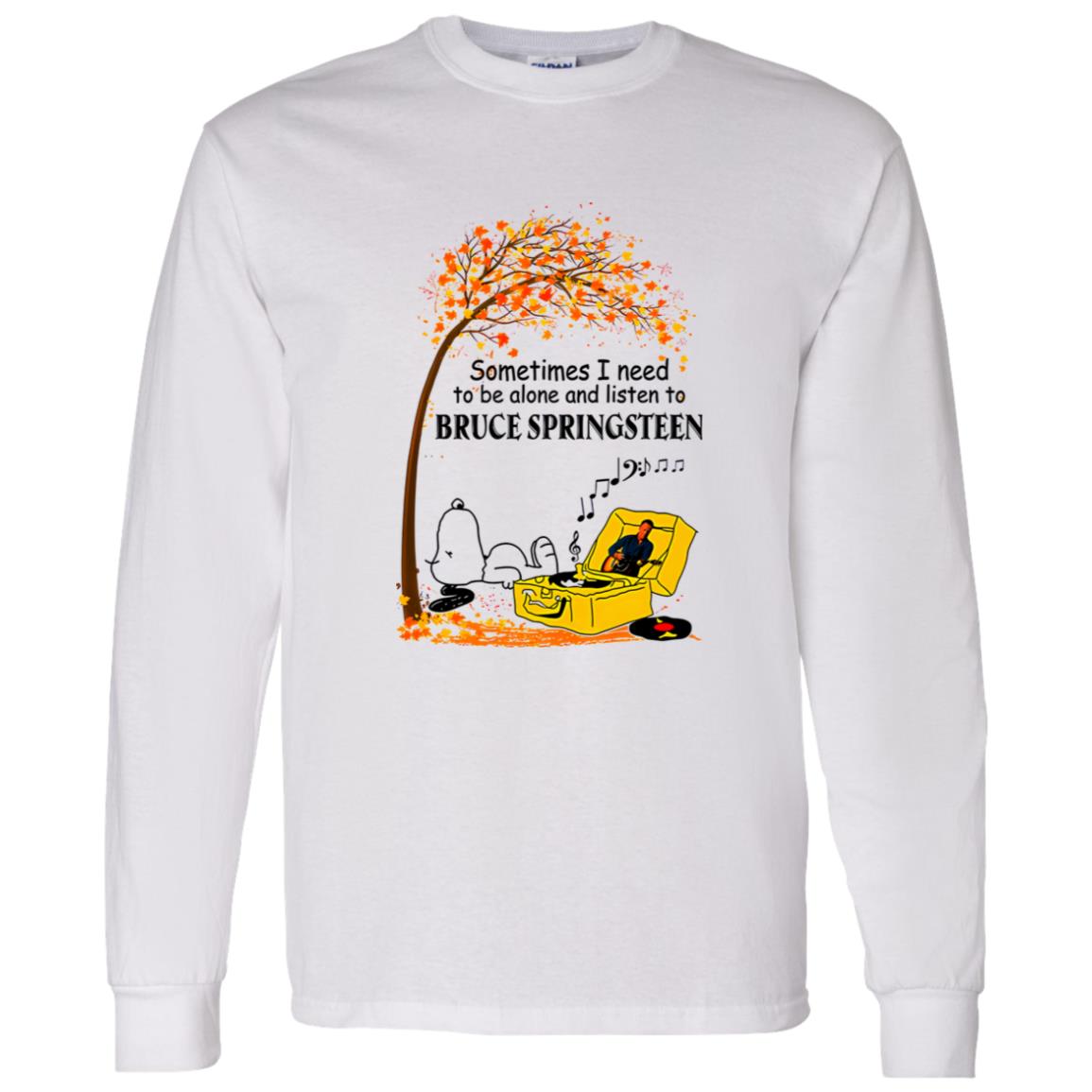 1062-10160-108630261 Snoopy Fall Sometimes I Need To Be Alone And Listen To Bruce Springsteen Shirt
