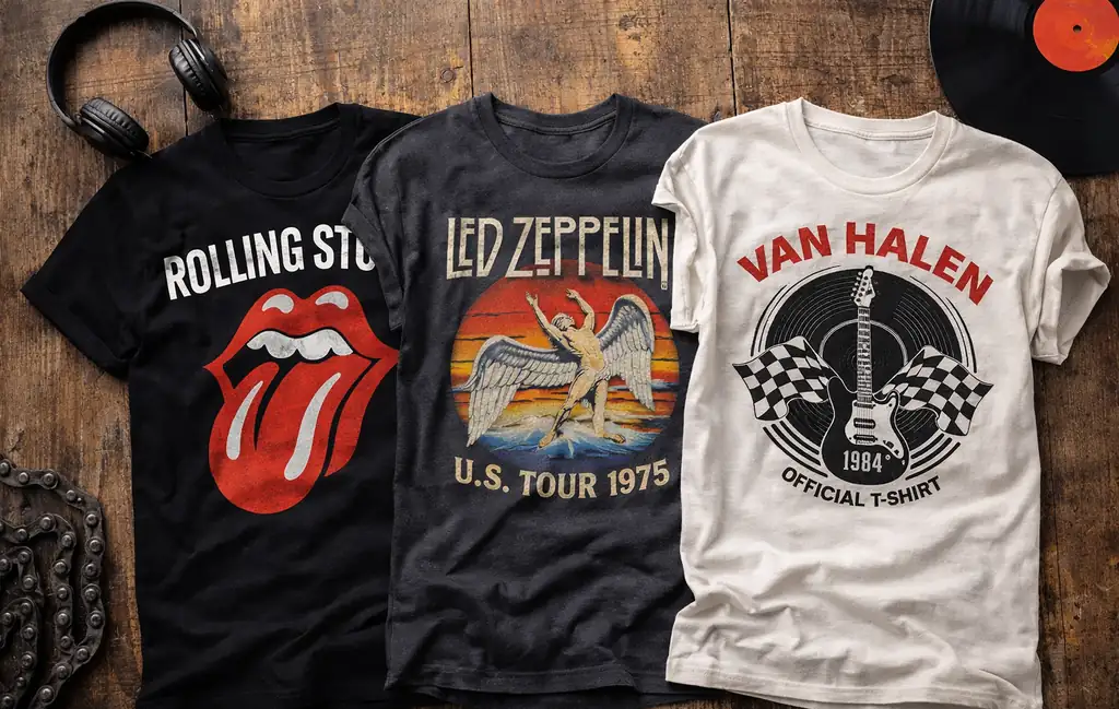 rock band shirts and vintage band tees