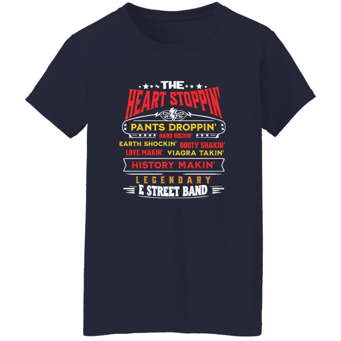 1054-10063-108647050 E Street Band Heart Stoppin Legendary Rock Typography Shirt – A Symbol of Rock Legacy