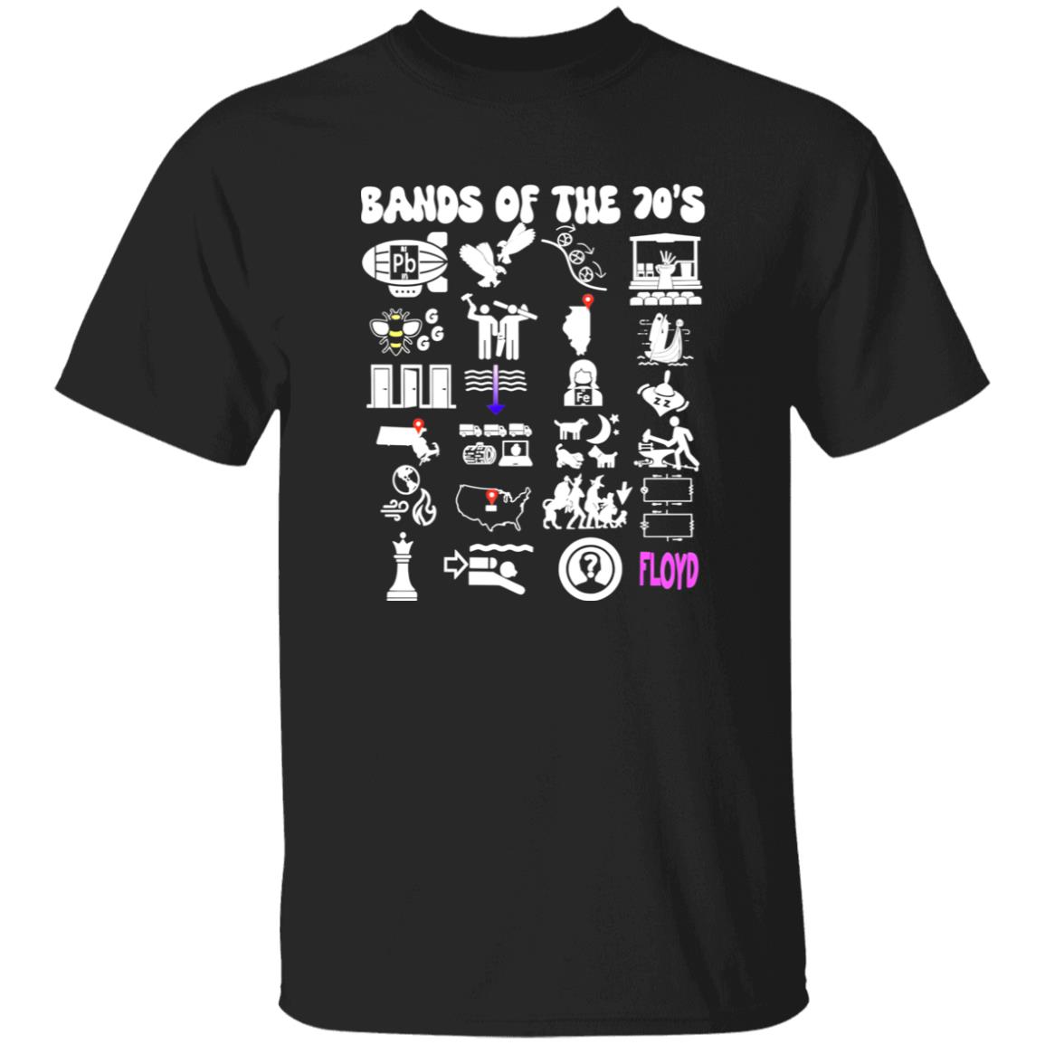 1049-9953-108650483 Bands of the 70s Rock Puzzle Icons Vintage Classic Rock Artwork Shirt – Styling Guide