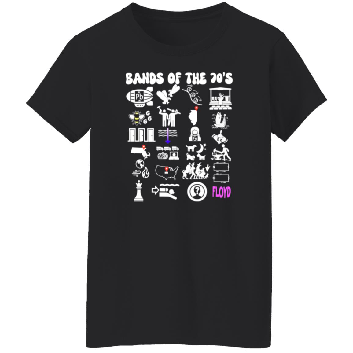 1054-10039-108650484 Bands of the 70s Rock Puzzle Icons Vintage Classic Rock Artwork Shirt – Styling Guide