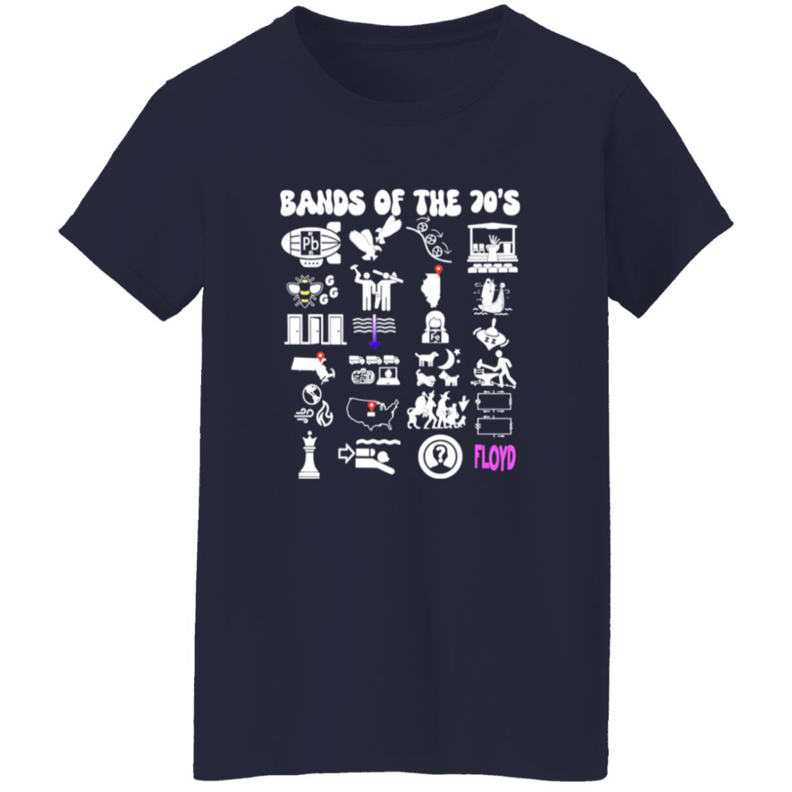1054-10063-108650484 Bands of the 70s Rock Puzzle Icons Vintage Classic Rock Artwork Shirt – Styling Guide