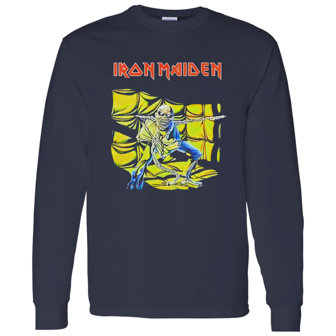 1062-10156-108654418 Iron Maiden Eddie Skeleton Neon Heavy Metal Artwork Shirt