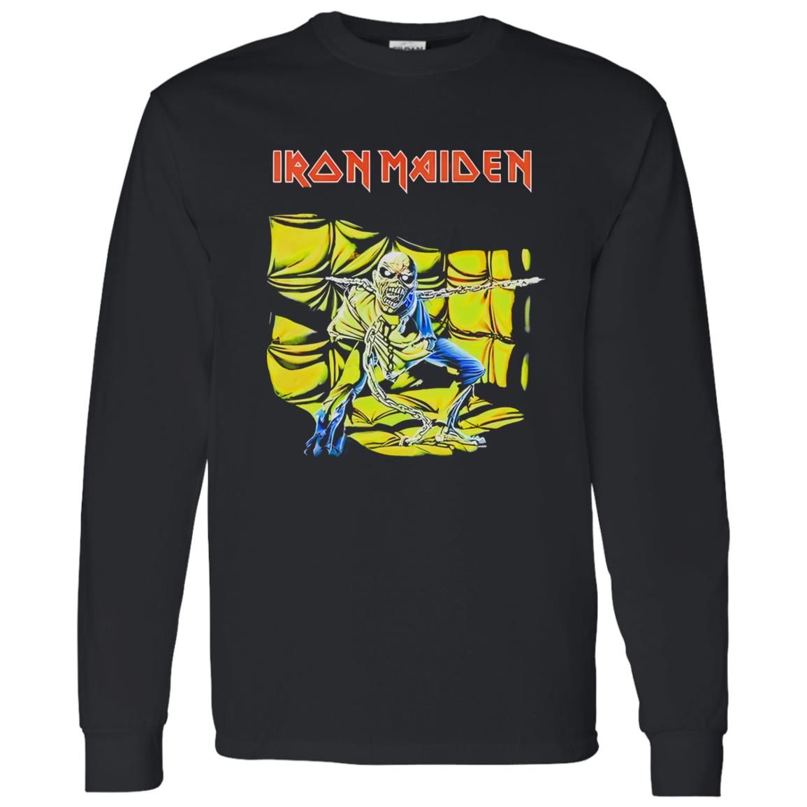 1062-10145-108654418 Iron Maiden Eddie Skeleton Neon Heavy Metal Artwork Shirt